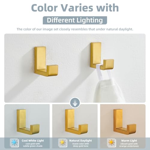 Angle Simple Towel Hooks Brushed Dark Gold, 2 Pack Coat Robe Holder | Solid SUS304 Stainless Steel, Space Saving L Shape Wall Hooks for Bathroom Shower Closet Hallway Kitchen, Screw Mount - color: Brushed Dark Gold, size: 2 Pack