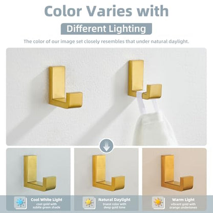 Angle Simple Towel Hooks Brushed Dark Gold, 2 Pack Coat Robe Holder | Solid SUS304 Stainless Steel, Space Saving L Shape Wall Hooks for Bathroom Shower Closet Hallway Kitchen, Screw Mount - color: Brushed Dark Gold, size: 2 Pack