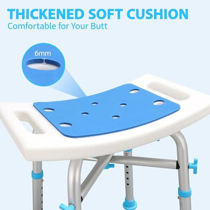 Bath Bench Without Back,500lbs Bath Bench Shower Tub Bench Without Back, Adjustable Shower Chair Non-Slip Bath Safety Seat, Bathtub Stool for Seniors Elderly Disabled, White (HL5109)
