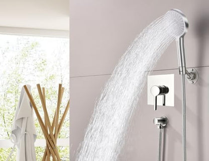 Solid Brass Adjustable Shower Head Holder Wall Mount(Brushed Nickel) | Pivot ball joint allows 360° rotation. Screw mount for secure wall installation. Fits most handheld shower sprayers. - color: Brushed Nickel