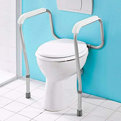 Free Standing Toilet Surround Frame, Adjustable Height Aluminium Bathroom Safety Frame Rail, Lightweight Non-Slip, for Assist Elderly Disabled Seat Support Bath