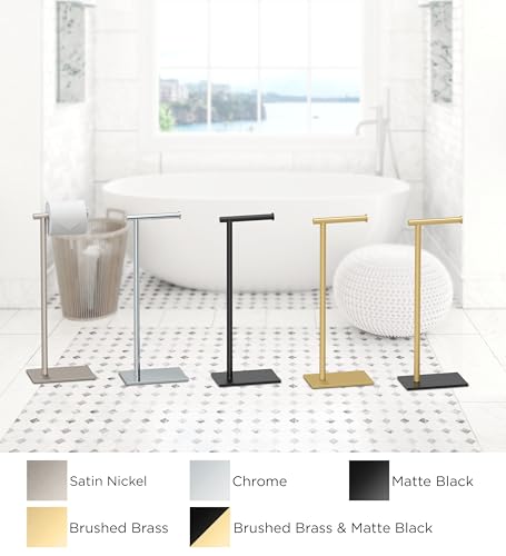 Gatco 1431MX Modern Square Base Toilet Paper Holder Stand, Matte Black, 22.25"H - color: Matte Black, 22.25"h