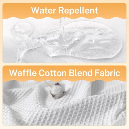 River Dream Cotton Blend Fabric Shower Curtain Set with Liner, White, 71x86 | Waffle Weave, No Hook Needed, with Snap in Replacement Liner, Top Sheer Window, Hotel Quality for Bathroom, Extra Long - color: White, size: 71"W x 86"L (Pack of 1)