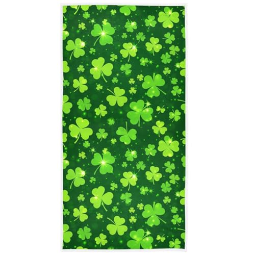 Pfrewn Shamrock Clover Leaves Hand Towels 16x30 in Ireland Irish Lucky Leaves Bathroom Towel Ultra Soft Absorbent Small Bath Spring Towel Kitchen Dish Guest Towel St Patrick's Day Decorations - color: Irish Lucky Leaves