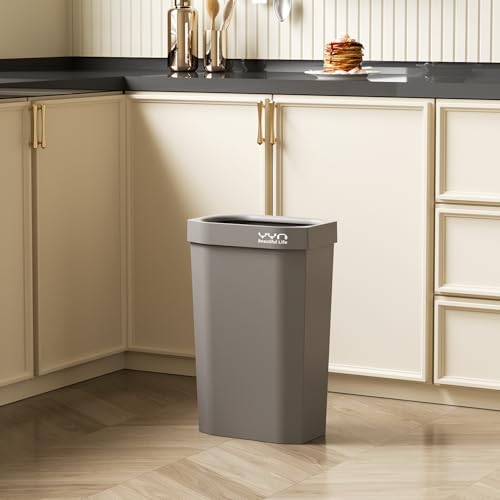 4 Gallon, Small Slim Garbage Can, Open Top Trash Can for Bathroom, Kitchen, Office, Bedroom, Living Room (Grey) - color: Grey