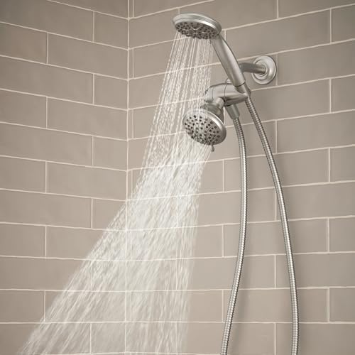 Moen Attune Dual Shower Head with Handheld Sprayer Combo, 6 Handheld Spray Settings & 8 Function Shower Head, Spot Resist Brushed Nickel Finish, 218C0SRN - color: Brushed Nickel