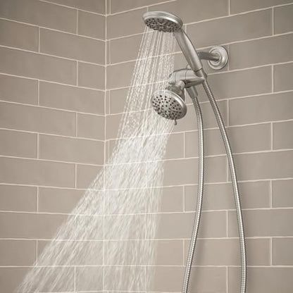 Moen Attune Dual Shower Head with Handheld Sprayer Combo, 6 Handheld Spray Settings & 8 Function Shower Head, Spot Resist Brushed Nickel Finish, 218C0SRN - color: Brushed Nickel