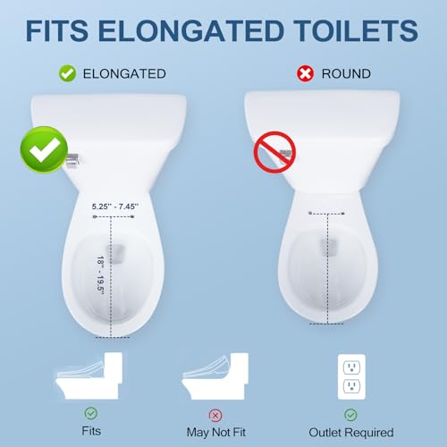 Electric Bidet Toilet Seat, Elongated, Warm Water with Air Dryer, Heated Seat and Slow Close Lid, Front and Rear Wash, LED Nightlight, Wireless Remote, White, 101