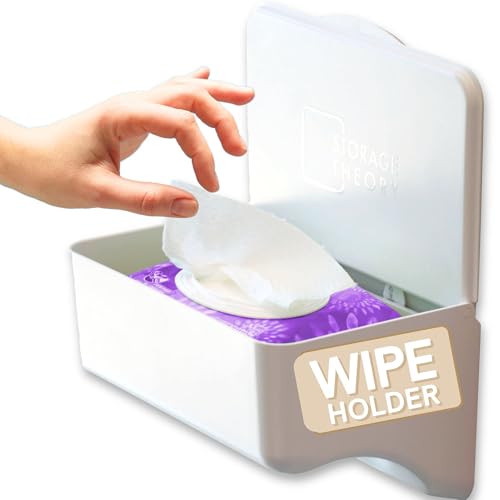 Bathroom Wipes Holder Dispenser with Shelf – Restroom Organizer & Wipe Holder for Bathroom – Tool Free Wall Mounted Baby Wipe Holder White, 1 Pack - color: White 1 Pack
