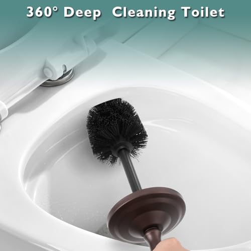 Bronze Toilet Brush and Holder Set, Toilet Bowl Brush and Holder | Heavy Duty Toilet Brush for Bathroom, Stainless Steel Toilet Cleaner Brush,Deep Cleaning,Space Saving,Covered Brush - color: Bronze