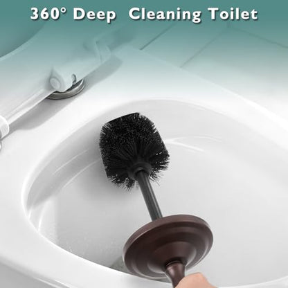 Bronze Toilet Brush and Holder Set, Toilet Bowl Brush and Holder | Heavy Duty Toilet Brush for Bathroom, Stainless Steel Toilet Cleaner Brush,Deep Cleaning,Space Saving,Covered Brush - color: Bronze