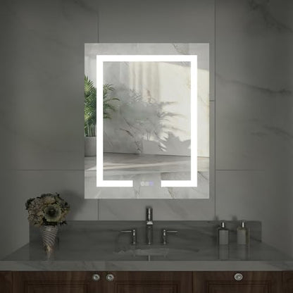 24 x 30" Wall-Mounted LED Bathroom Medicine Cabinet, Anti-Fog, 3 Color Temp | Surface-Mount/Recessed, Double-Sided Mirror Cabinet with DTC Silent-Close Hinges, Adjustable Tempered Glass Shelf - size: 24W x 30H Inch