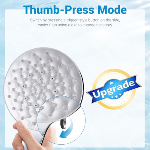 Dual Shower Head with Handheld Combo, 8.6" Rainfall Showerhead | 6 Settings Handheld Shower Head with Hose, Dual Shower System for Full Body Coverage and Easy Installation(Chrome) - color: Chrome
