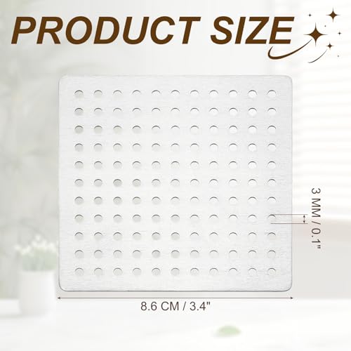 uxcell 1 Pcs Stainless Steel Floor Drain Cover, 3.4 Inches Shower Hair Catcher Drain Grate for Furniture Repair Bathroom Kitchen, Silver Tone(Square) - size: 3.4 Inches