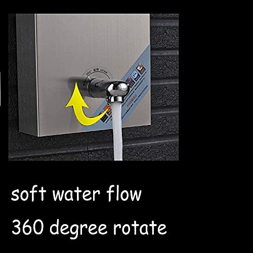 Bathroom Shower Panel Tower System LED Temperature Display Body Massage Jets Shower Set Waterfall Rain Shower Head 6 Functions Temperature Display-Brushed Nickel A