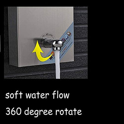 Bathroom Shower Panel Tower System LED Temperature Display Body Massage Jets Shower Set Waterfall Rain Shower Head 6 Functions Temperature Display-Brushed Nickel A