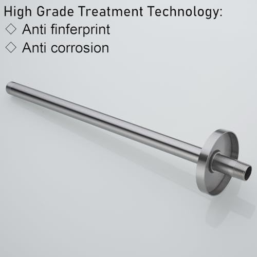 RANDOM Brushed Nickel Shower Arm with Flange 16 Inches Ceiling Mount Shower Head Extension Straight Arm Ceiling-Mounted For Fixed Shower Head.RD-91038-16BN - color: 16″ Brushed Nickel(Round Flange)