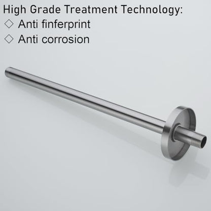 RANDOM Brushed Nickel Shower Arm with Flange 16 Inches Ceiling Mount Shower Head Extension Straight Arm Ceiling-Mounted For Fixed Shower Head.RD-91038-16BN - color: 16″ Brushed Nickel(Round Flange)
