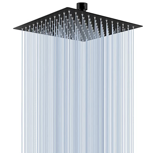 Voolan Rain Shower head, High Pressure Shower Head Made of 304 Stainless Steel, Relaxed Shower Experience Even at Low Water Flow and Pressure (10" Black) - color: Matte Black, size: 10 Inch