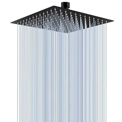 Voolan Rain Shower head, High Pressure Shower Head Made of 304 Stainless Steel, Relaxed Shower Experience Even at Low Water Flow and Pressure (10" Black) - color: Matte Black, size: 10 Inch
