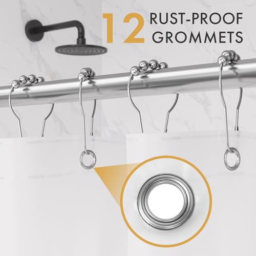 AmazerBath Shower Curtain Liner 2 Pack, 72 x 96 Inches Extra Long PEVA Plastic Shower Liner with Heavy Duty Stones and 12 Rustproof Metal Grommet, Lightweight Waterproof Shower Curtain - Frosted - color: Frosted, size: 72"W x 96"L (Pack of 2)