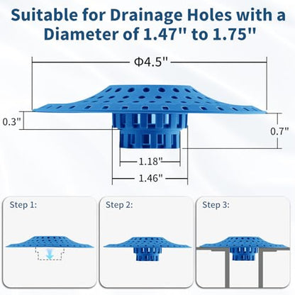 3Pcs Silicone Hair Catcher Shower Drain for Bathtub & Sink Trap/Strainer | 3 Pack Anti-Clog Collapsible Tub Protector Cover, Pet Hair Stopper fit 1 1/2" to 1 5/8'' Bathroom, Shower Stall & Sink Drains - color: Blue