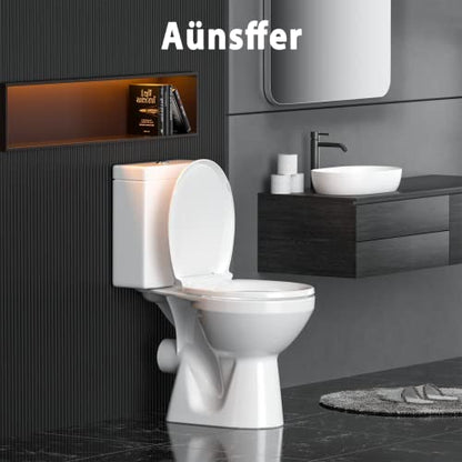 Toilet Seat Black Round,with Quick Release Screw, Soft Close, Never Loosen, No Slam