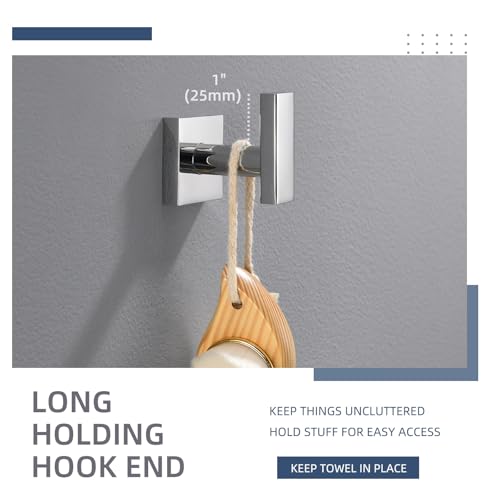 Angle Simple Bathroom Towel Hook, Square Robe Coat Hook, Polished Chrome | Solid SUS304 Stainless Steel, Modern & Heavy Duty Bath Towel Holder, for Shower Kitchen Entryway, Screws Wall Mount - color: Polished Chrome