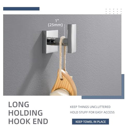 Angle Simple Bathroom Towel Hook, Square Robe Coat Hook, Polished Chrome | Solid SUS304 Stainless Steel, Modern & Heavy Duty Bath Towel Holder, for Shower Kitchen Entryway, Screws Wall Mount - color: Polished Chrome