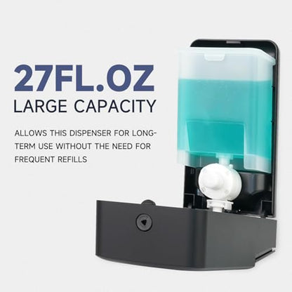 AIKE Liquid Commercial Soap Dispenser,27oz for Bathroom Modern Black,AK1006 | No-Drill and Screw Dual Wall Mount Install Design for Space-Saving,Easy Push Easy Refill and Large Capacity for Commercial - color: Black