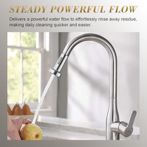 Kitchen Faucet Head Replacement, Pull Down Spray Head with 2 Spray Modes, High Pressure Faucet Sprayer, Universal Sink Spray Head for Kitchen Faucet Replacement, Brushed Nickel Finish - color: Pull-Down Spray Head - Brushed Nickel