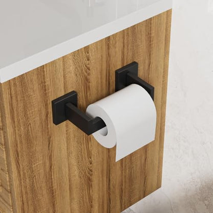 Toilet Paper Holder Wall Mount Matte Black Stainless Steel | Toilet Tissue Roll Holder Bathroom Square Toilet Paper Towel Roll Holder, Double Post Pivoting Tissue Handle - color: Matte Black
