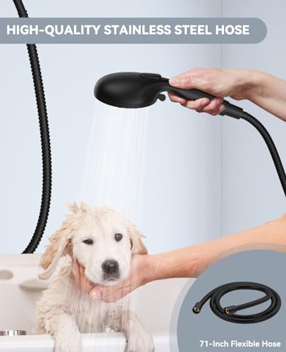 JDO Shower Head with Handheld, High Pressure Handheld Shower Head 9 Settings, Detachable Shower Head Set with Stainless Steel Hose and Shower Bracket (Matte Black) - color: Matte Black