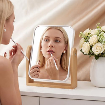 6 Pack Bridesmaid Gifts Double Sided Makeup Mirror, Wedding Favors 1X/3X Magnifying Vanity Mirrors with Bamboo Stand, 360 Degree Swivel Portable Tabletop Mirror for Women Bridal Shower