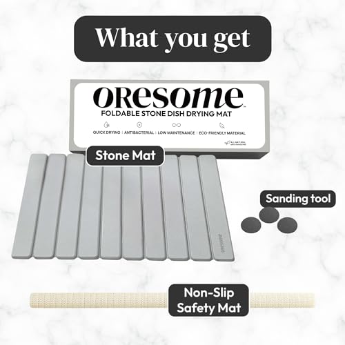 Foldable Stone Bath Mat for Bathroom, Diatomaceous Earth, 24" x 16", 1 Pack | Absorbs Water in Seconds, Easy & Compact Storage, For Bathrooms, Kitchens, Pet Areas, Includes Safety Mat & Sanding Tool - style: Roll-up/Foldable