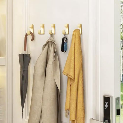 2pcs Coat Hanger Wall Mount Heavy Duty Heavy Duty Coat Hooks Zinc Alloy Robe Hooks Wall Mounted with Screws for Key, Towel, Bags, Cup, Hat (Gold) - color: Gold