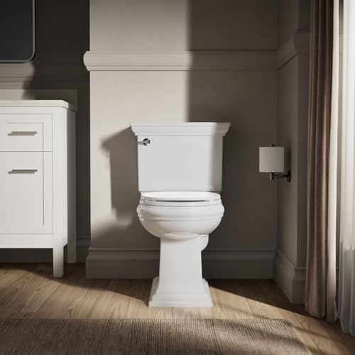 KOHLER 20111-0 Brevia, Slow Close Toilet Seat, Round Toilet Seat, Grip-Tight Bumpers Quick-Attach Hardware, White (Pack of 2) - size: Round (Pack of 2)