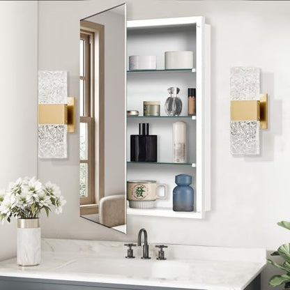 Bathroom Medicine Cabinet with 22x30 in Rectangular Beveled Frameless Mirror,Wall Mounted Mirror Cabinet for Bathroom Toilet Kitchen,Recess or Surface Mount,Already Assembly - size: FMG-CM7005-2230