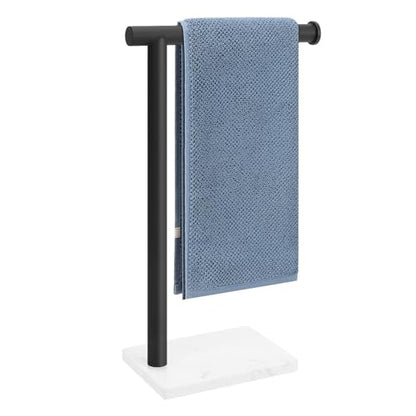 Hand Towel Holder, Hand Towel Stand for Bathroom with Marble Base, 304 Stainless Steel L Shape Hand Towel Rack Bar Standing for Vanity Kitchen Countertop, Matte Black - color: Matte Black