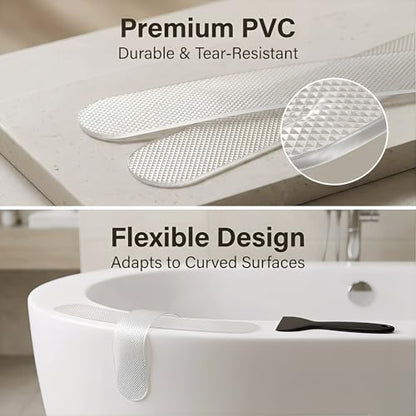 Anti Slip Shower Stickers, 120 Pieces Rectangular Shower Floor Non Slip Stickers, Adhesive Decals Safety Strips with Scraper for Bath Tub, Shower Floor and Stairs (Clear) (120 Rectangular) - size: 120 Rectangular