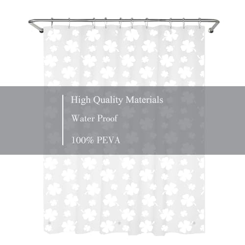 Clover Shower Curtain Liner 72 x 72, Plastic Waterproof 4G Lightweight Shower Liner for Bathroom, with Grommets Holes and 3 Heavy Duty Magnetic Weights - color: Clover