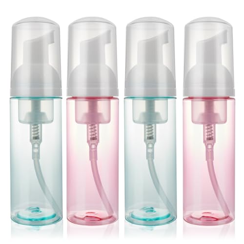 4 Pack Foam Pump Bottle Travel 2 oz/60 ml Small Size Mousse Foam Soap Dispenser Refillable Plastic Foaming Soap Dispenser Empty Travel Foaming Containers for Soap Shampoo Lash Washer - color: Green,red
