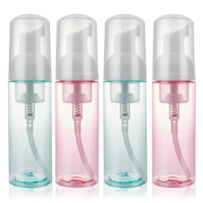 4 Pack Foam Pump Bottle Travel 2 oz/60 ml Small Size Mousse Foam Soap Dispenser Refillable Plastic Foaming Soap Dispenser Empty Travel Foaming Containers for Soap Shampoo Lash Washer - color: Green,red