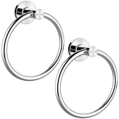 Towel Ring 2Pack, SUS304 Stainless Steel Hand Towel Holder for Bathroom Kitchen, Modern Style Towel Hanger, Thicken Ring Towel Holder, Towel Rack Round Wall Mounted (2, Bright Silver) - color: Bright Silver