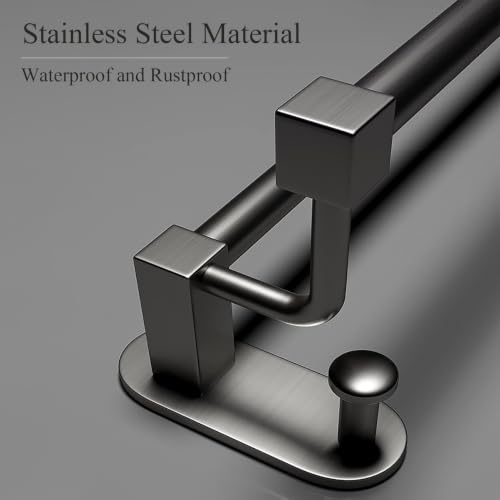 Stainless Steel Single/Double Towel Bar, Bathroom Waterproof Towel Rail | Drill Mount Towels Holder with Hooks, 30-70CM/11.8-27.5in Wall Mount for Kitchen and Bathroom(Gray A,70cm/27.5in) - color: Gray a, size: 70cm/27.5in