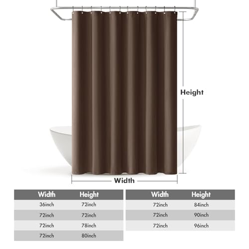 MIULEE 72 x 84 Extra Long Linen Shower Curtain Brown 12 Metal Hooks | Washable, Heavy Fabric Shower Curtain Set, Waterproof Thick Cloth Shower Curtain, Bathroom Hotel Bathtub - color: Brown, size: 72"W x 84"L (Pack of 1)