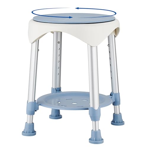 Shower Stool Chair for Inside Shower | Upgrade Small Corner Plastic Stool for Seniors Adult, 360° Swivel Shower Seat Stool for Bathroom (Blue) - color: Blue