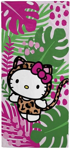 Jay Franco Hello Kitty Bath Pool Beach Towel - Tropical Super Soft & Absorbent 100% Cotton Towel, Measures 28 x 58 - color: Multi - Hello Kitty