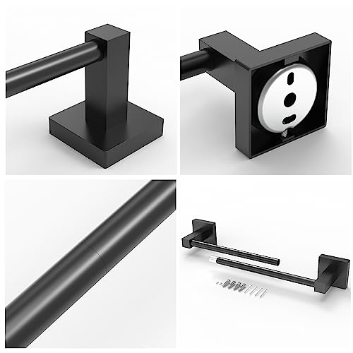 RUACQ Towel Bar 16" Towel Racks for Bathroom Wall Mounted, Matte Black | Total Length 18 Inch Single Towel Rod, Bath Towel Holder, 304 Stainless Steel, Rustproof, Square Base, Heavy Duty, Modern - color: Matte Black, size: 16 inch(Center to Center) Single