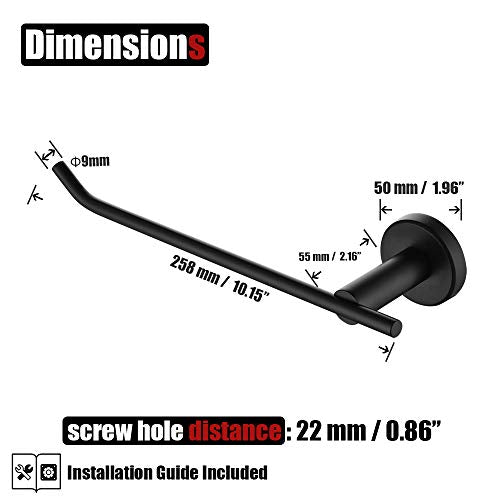 JQK Black Hand Towel Bar, Stainless Steel Towel Ring for Bathroom, 9 Inch Necklace Holder Matte Black Wall Mount Left Hand, TR101-PB - color: Black, size: 9 Inch (Left)